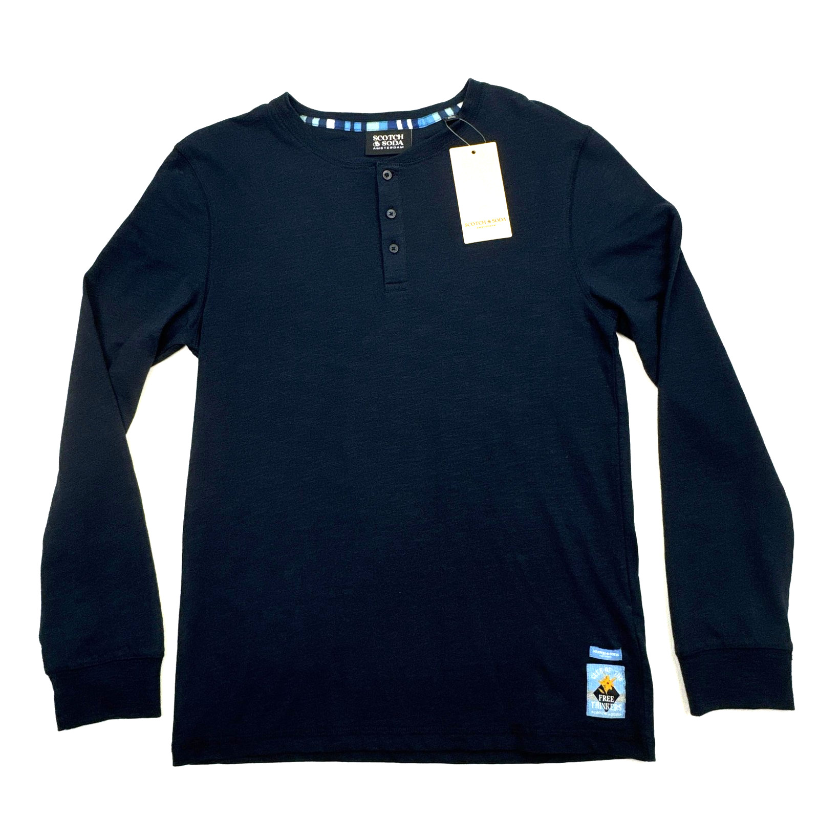 Scotch & Soda Shirt Mens Small Blue Long Sleeve Henley Free Thinkers Organic Tee gallery