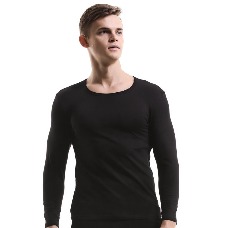 Men's O-neck Undershirts Long Sleeve T-shirts Casual Solid Top Homewear Thin gallery