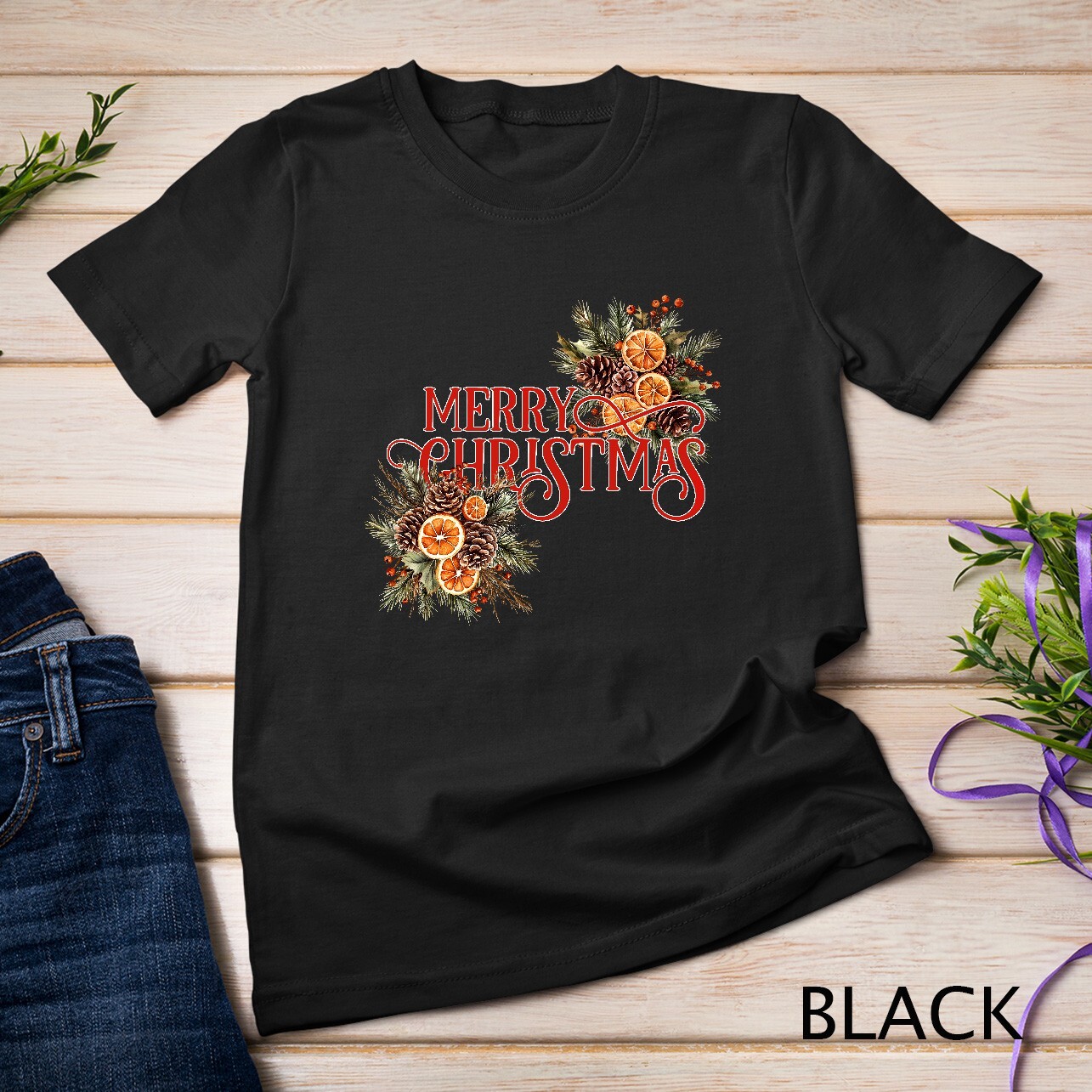 Festive Winter Wreath Holiday Graphic Funny Christmas Shirt Unisex T-shirt gallery
