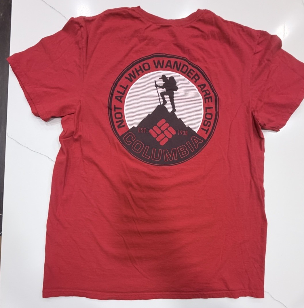 Columbia Sportswear Graphic T Shirt Men’s Large Red Camping Outdoor Logo Tee gallery