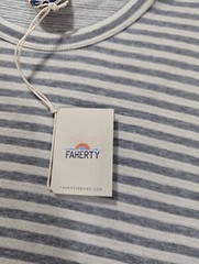Faherty Men’s Cloud Reversible Stone Peak Stripe Tee Shirt Size XL Pima Cotton