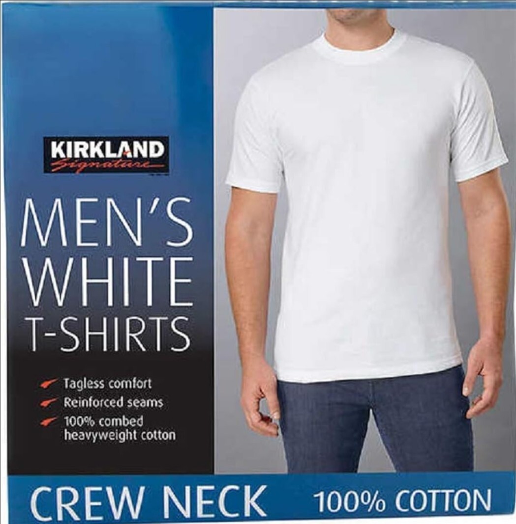 Kirkland Men’s Crew Neck Tees, 6-pack - White Size L gallery
