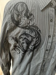 point zero long sleeve button down shirt embroidered M Black