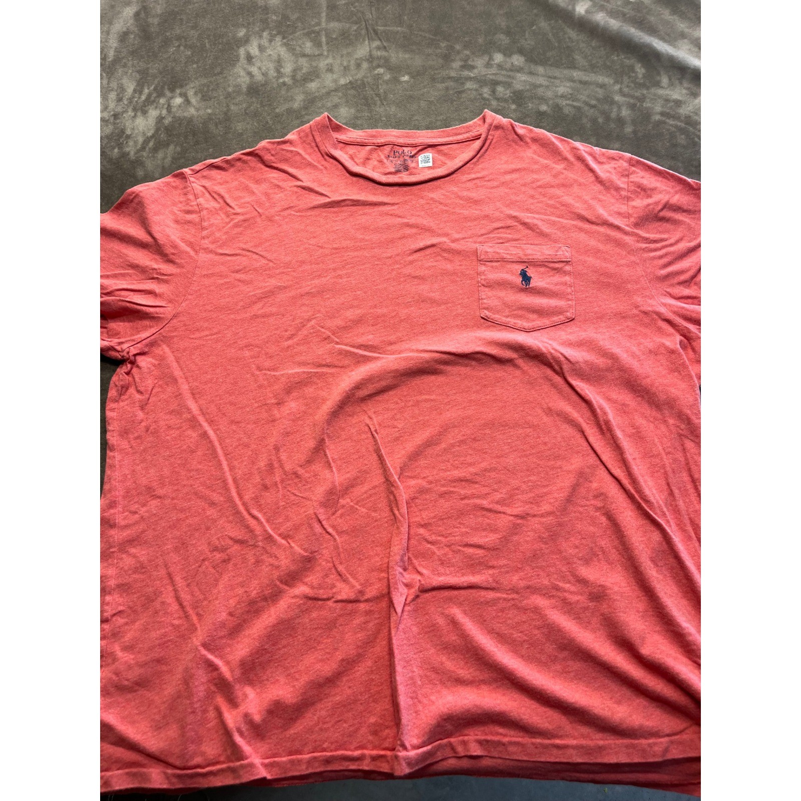 Polo Ralph Lauren Mens XL Classic Fit Pocket T-Shirt Heather Red Coral Navy Pony gallery