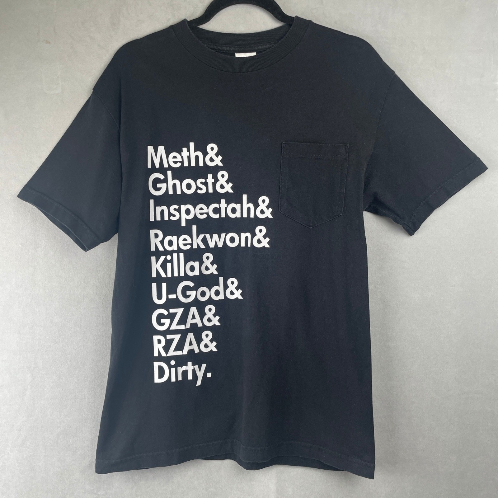 AAA Wu-Tang Clan Members List Pocket T-Shirt Mens M Black Hip Hop Rap 90s Tee