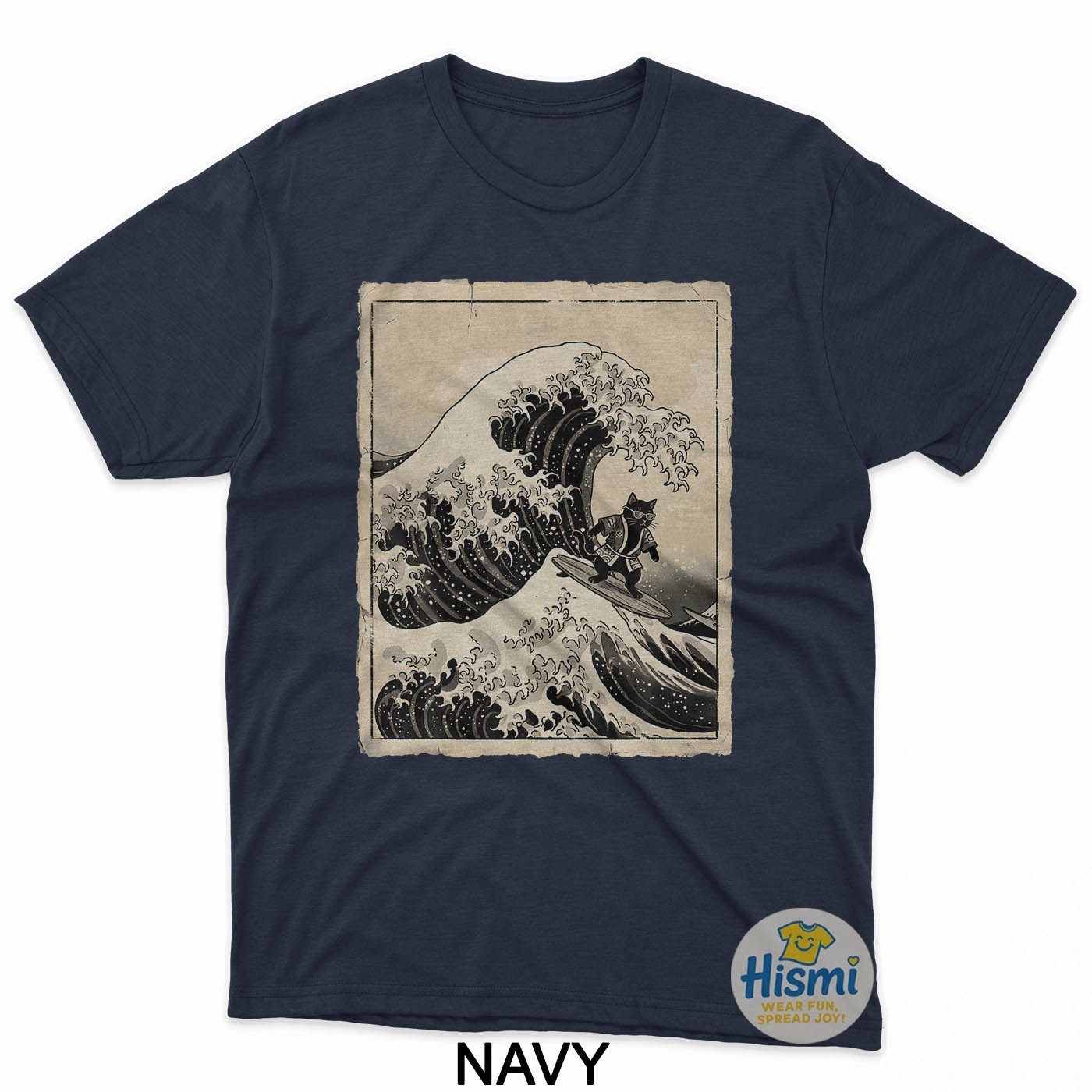 Funny Cat Surfing Japanese Art Kitten Anime Graphic Vintage T-Shirt gallery