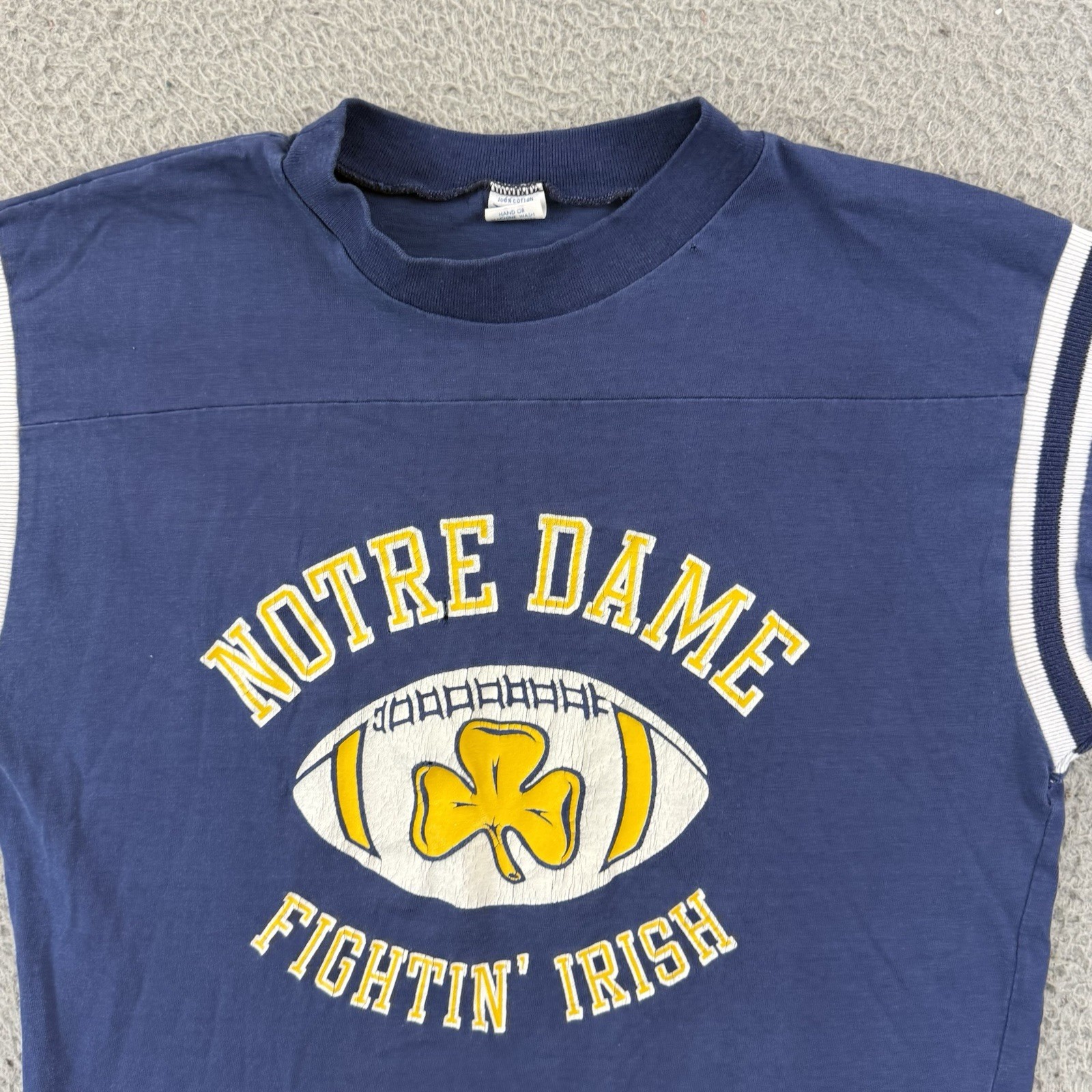 Vintage Notre Dame Shirt Adult Small Blue Quarter Sleeve 80s Sport College USA gallery