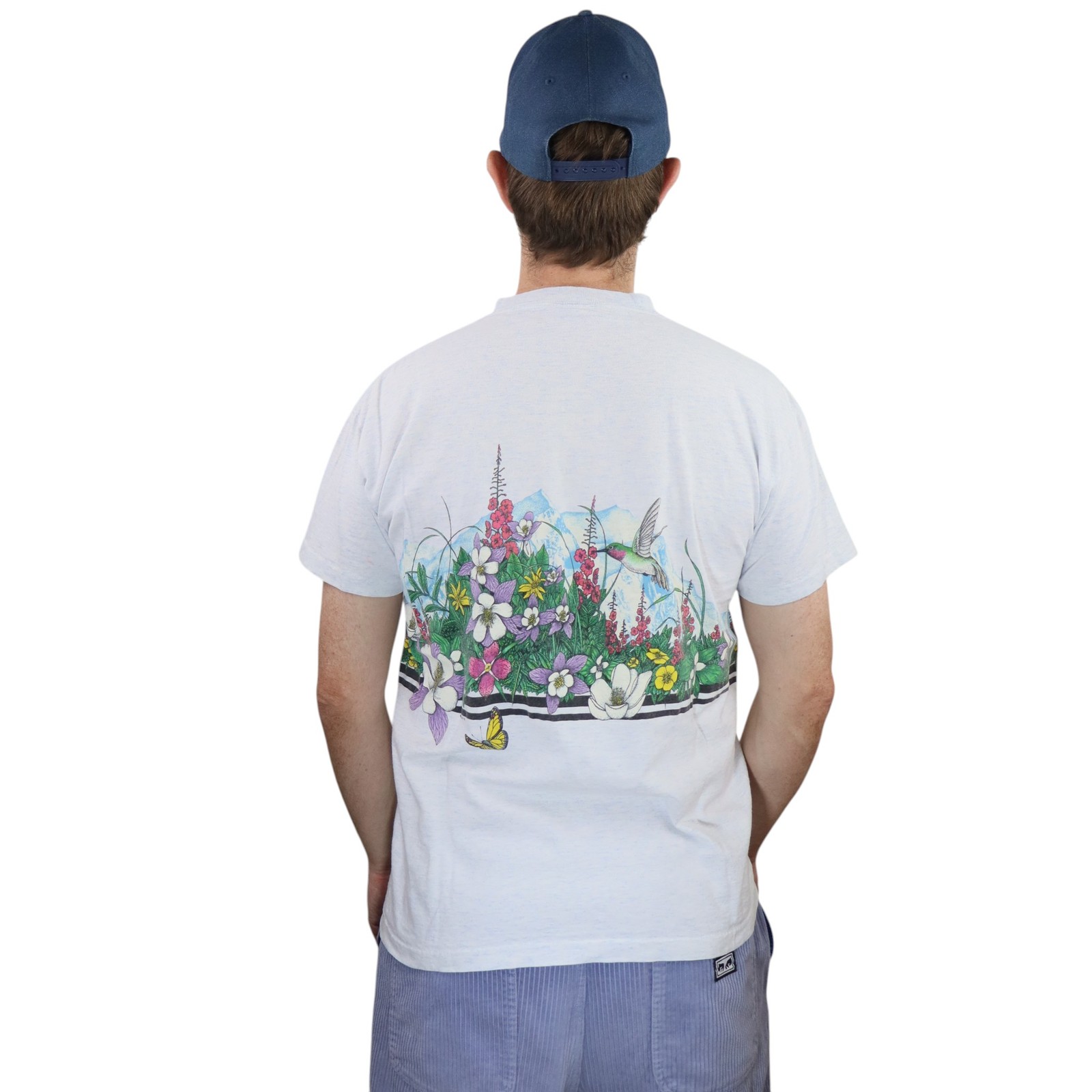 Vtg Hummingbird Habitat Nature T Shirt Mens Large Floral USA Tee Single Stitch gallery