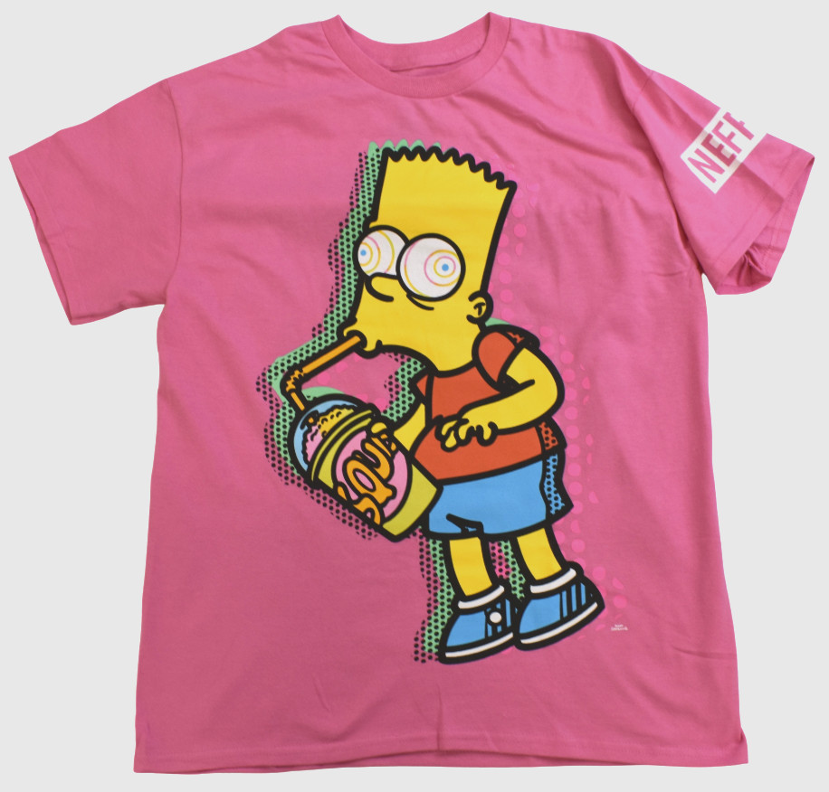 Neff x The Simpsons Mens Bart All Syrup Super Squishee Pink Shirt New M, L, XL gallery