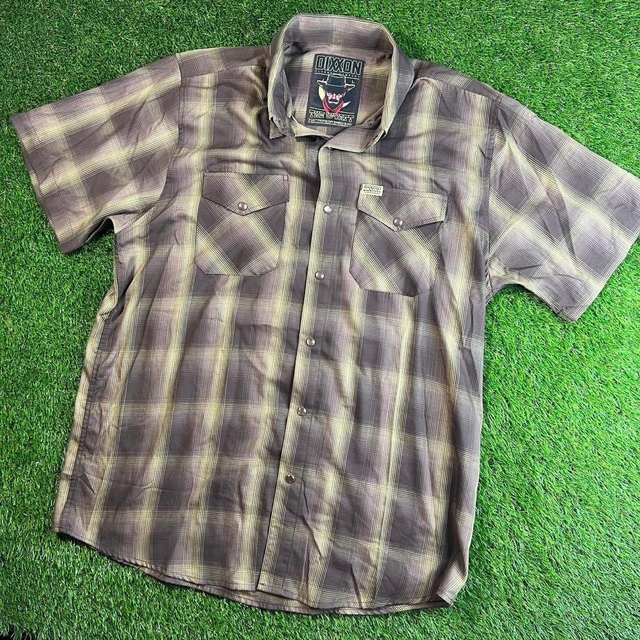 Dixxon Flannel Co The Wyatt Bamboo Blend Plaid Snap Shirt Brown Large L gallery
