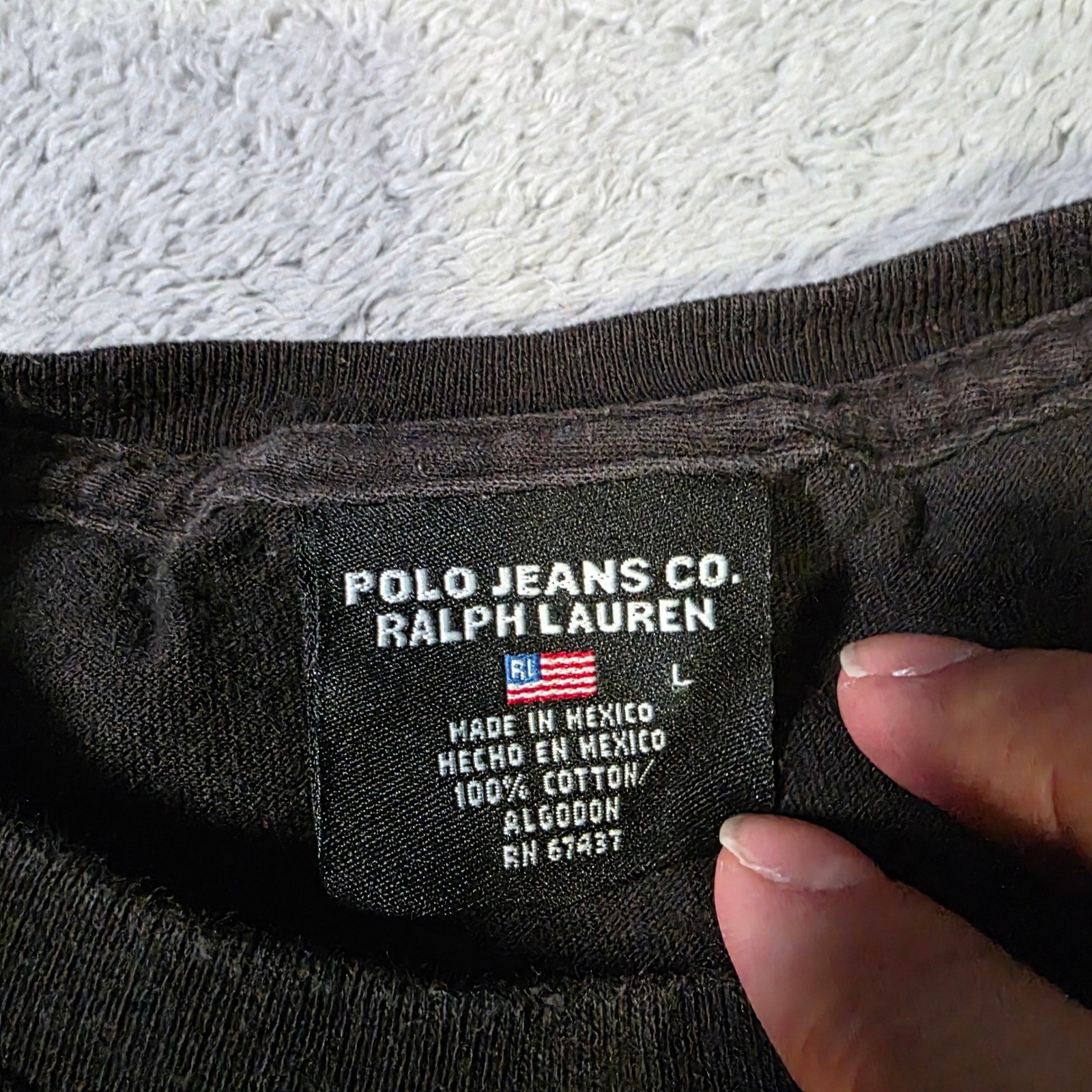Polo Jeans Co Ralph Lauren Mens L T-Shirt Black Graphic RL American Flag Cotton gallery