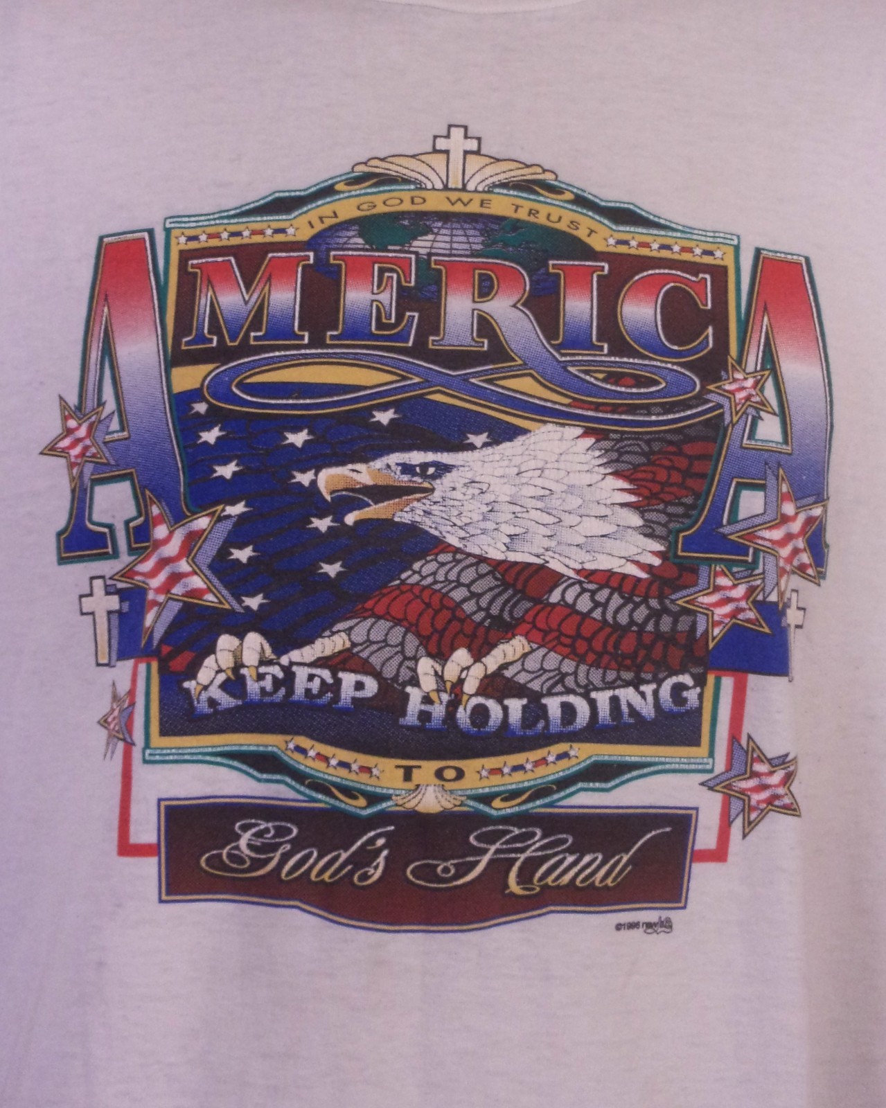 vintage 90s single stitch America Keep Holding God’s Hand T-Shirt Xian Jesus XL