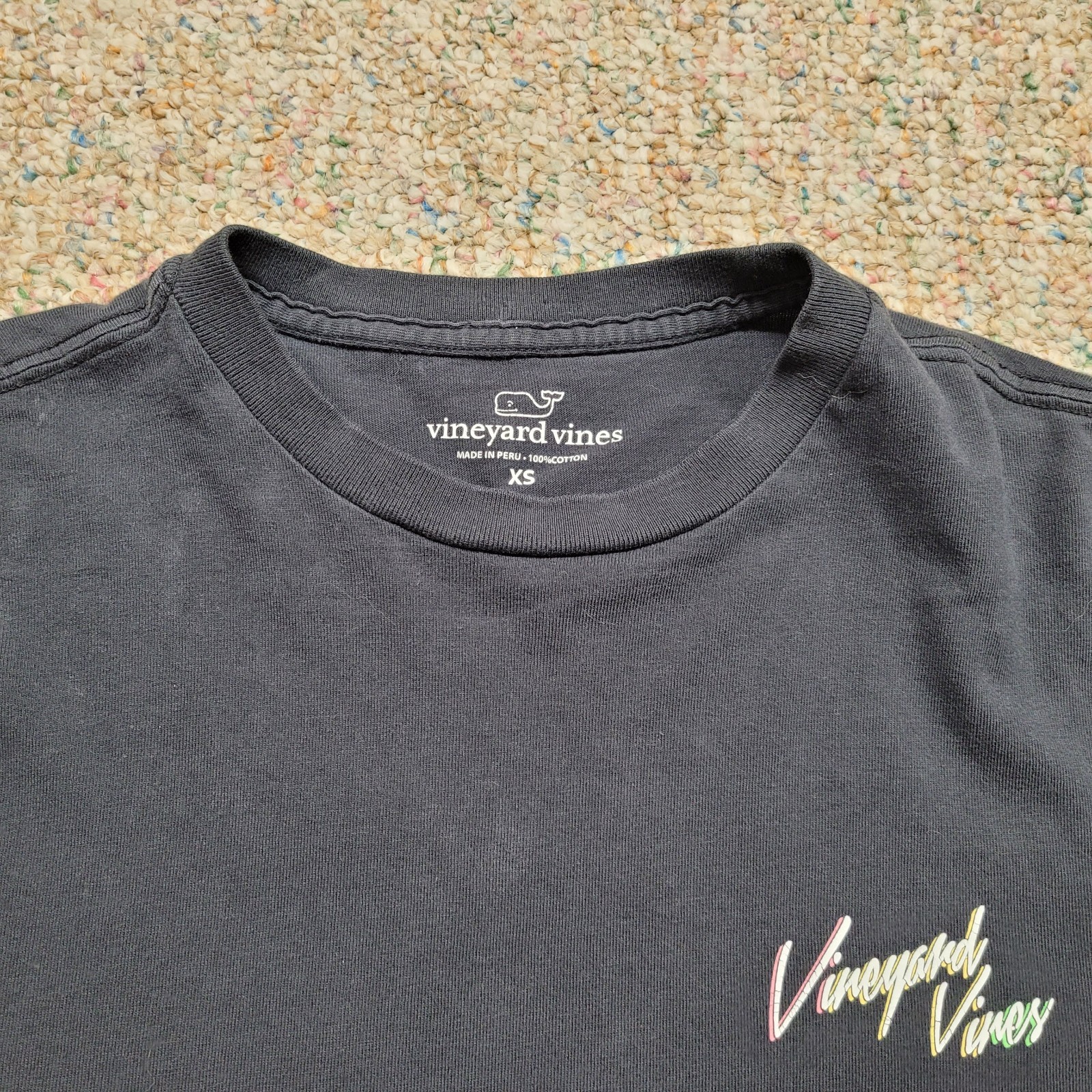Vineyard Vines Shirt Men XS Black Long Sleeve Skiing Retro Neon Graphic Logo gallery