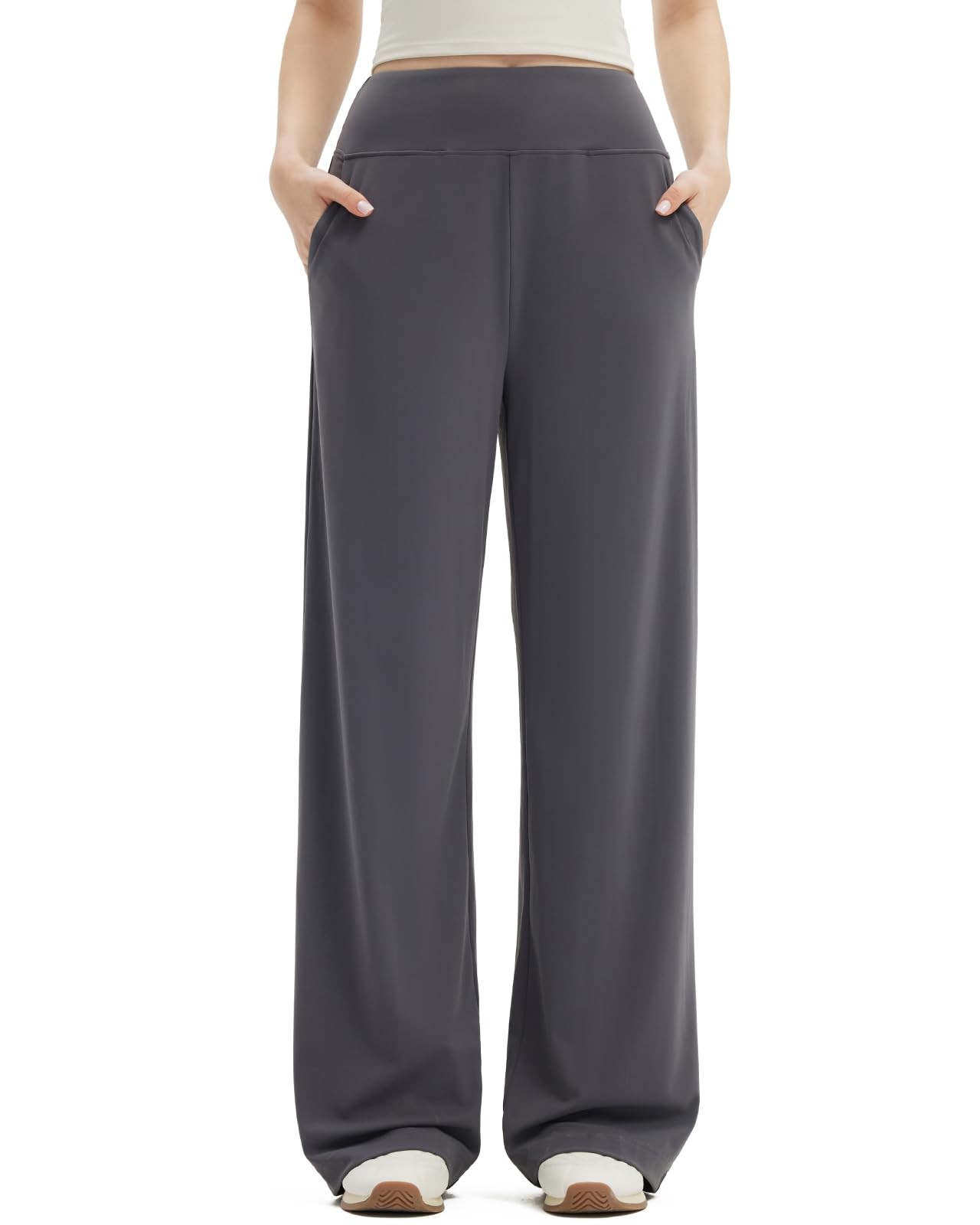 Women Casual Wide Leg Pants 2025 High Waisted Lounge Work Pant with Pockets (…