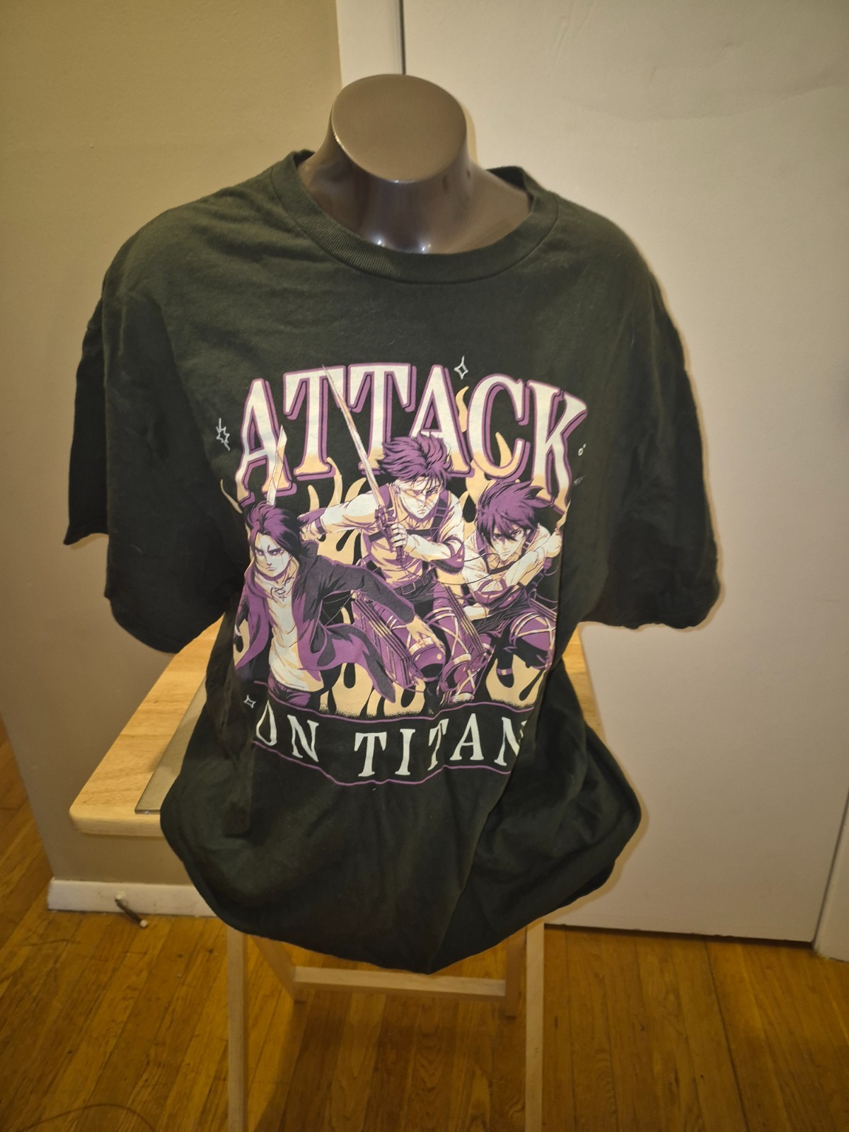 Green Attack on Titan Final Season Tee Shirt with Purple Graphic Size XL gallery
