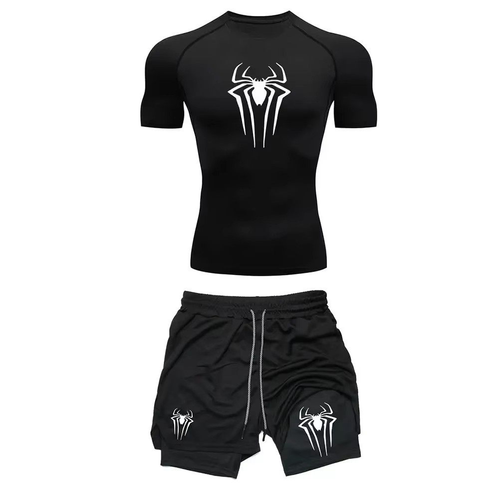 Mens Compression Set Gym Shirt Running Shorts Quick Dry Sportswear gallery