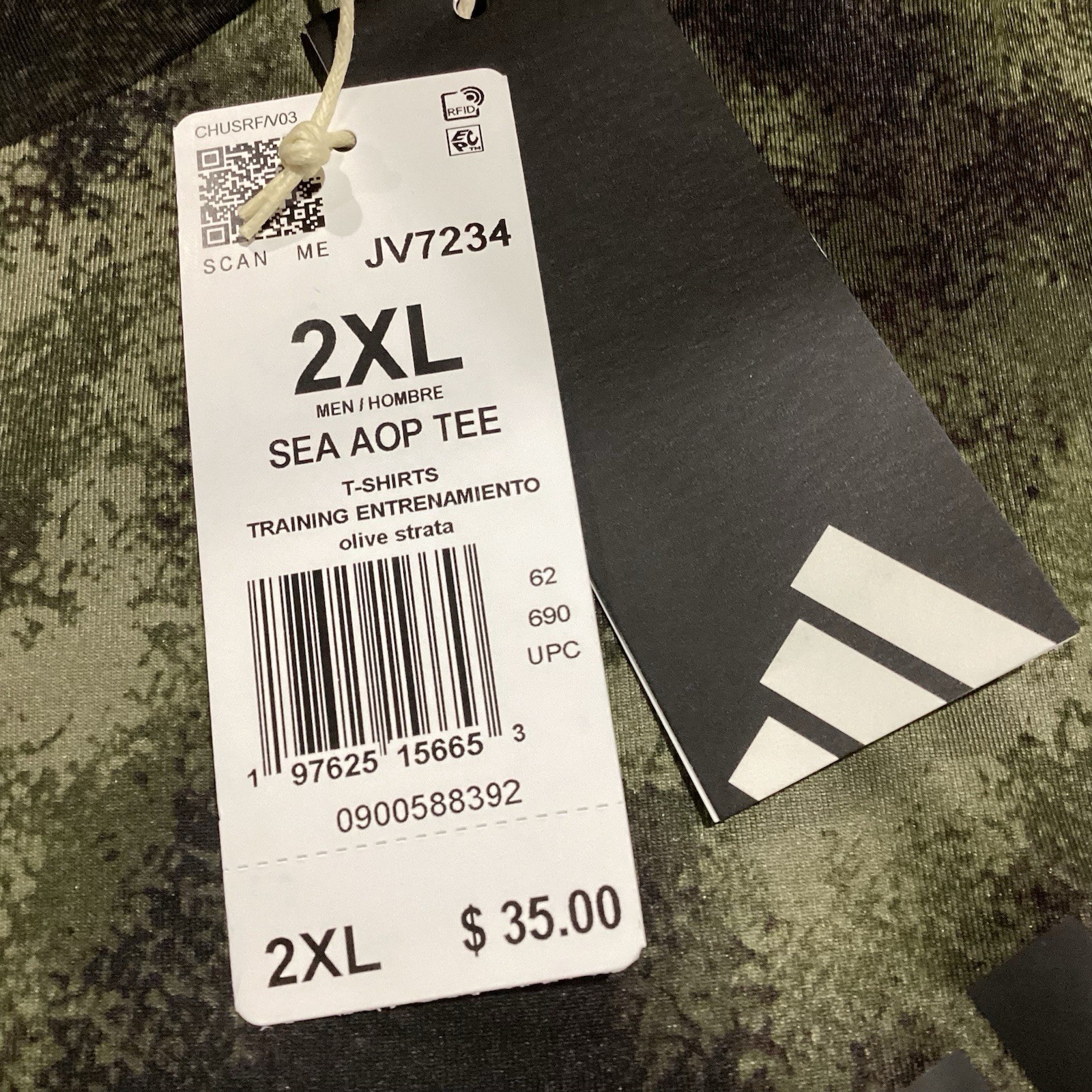 NEW Mens $35 ADIDAS Train Essentials All Over Print Tee JV7234 Olive Strata XXL gallery