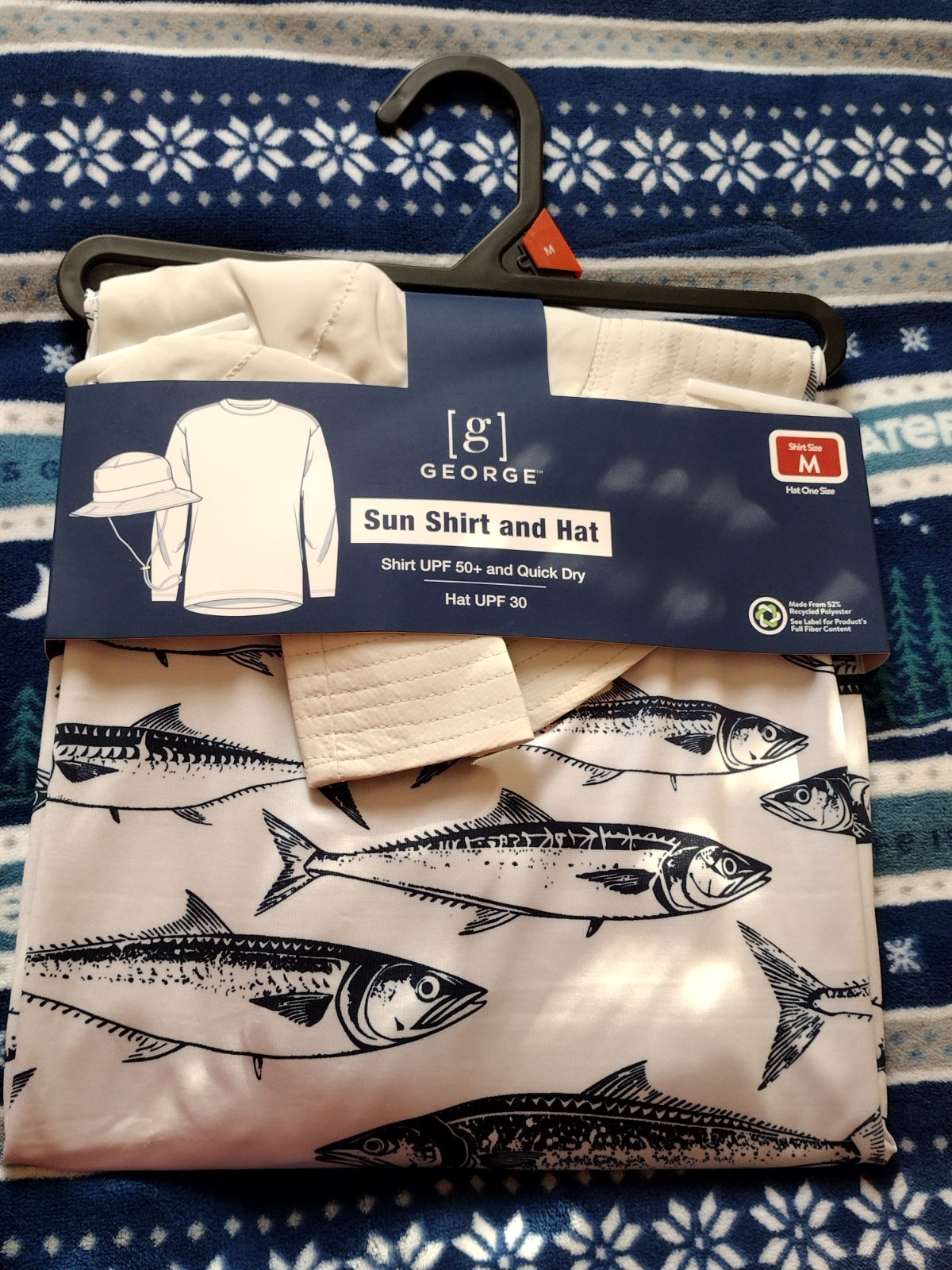 George Mens M Fishing White Sunblocker Shirt (UPF 50) & Hat (UPF 30) Quick Dry gallery