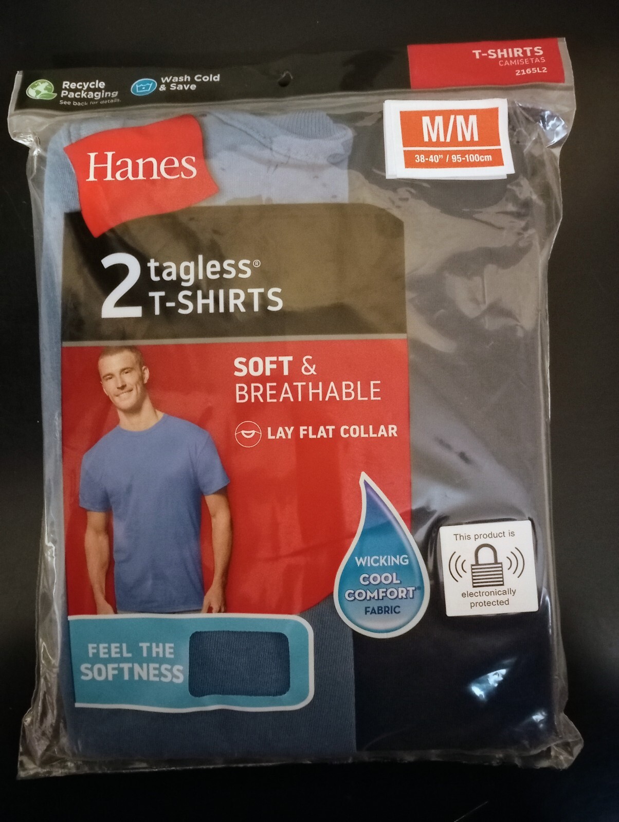 2 Pack Mens Hanes Tagless Tshirts Size MEDIUM Soft & Breathable Wicking Fabric gallery