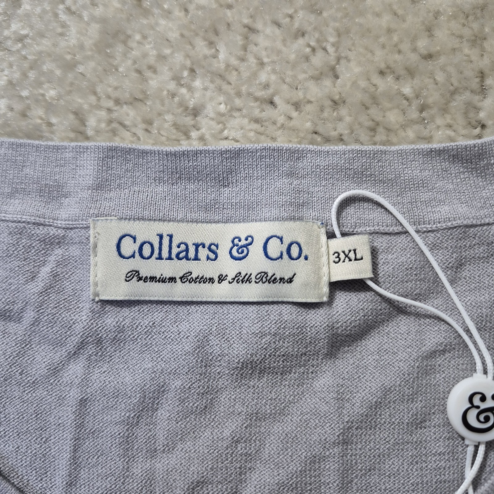 Collars & Co Cotton Silk T Shirt Mens 3XL Gray Comfort Knit Luxury Stretch New gallery