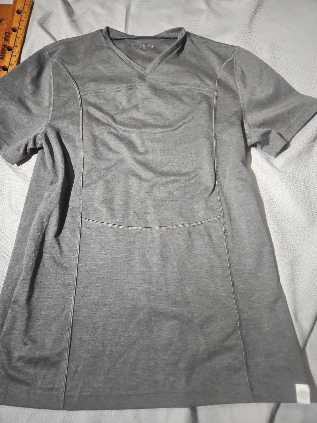 Lalabu Shirt Men Large Gray Dad Baby Carrier Kangaroo Pocket SS Stretch Tee gallery