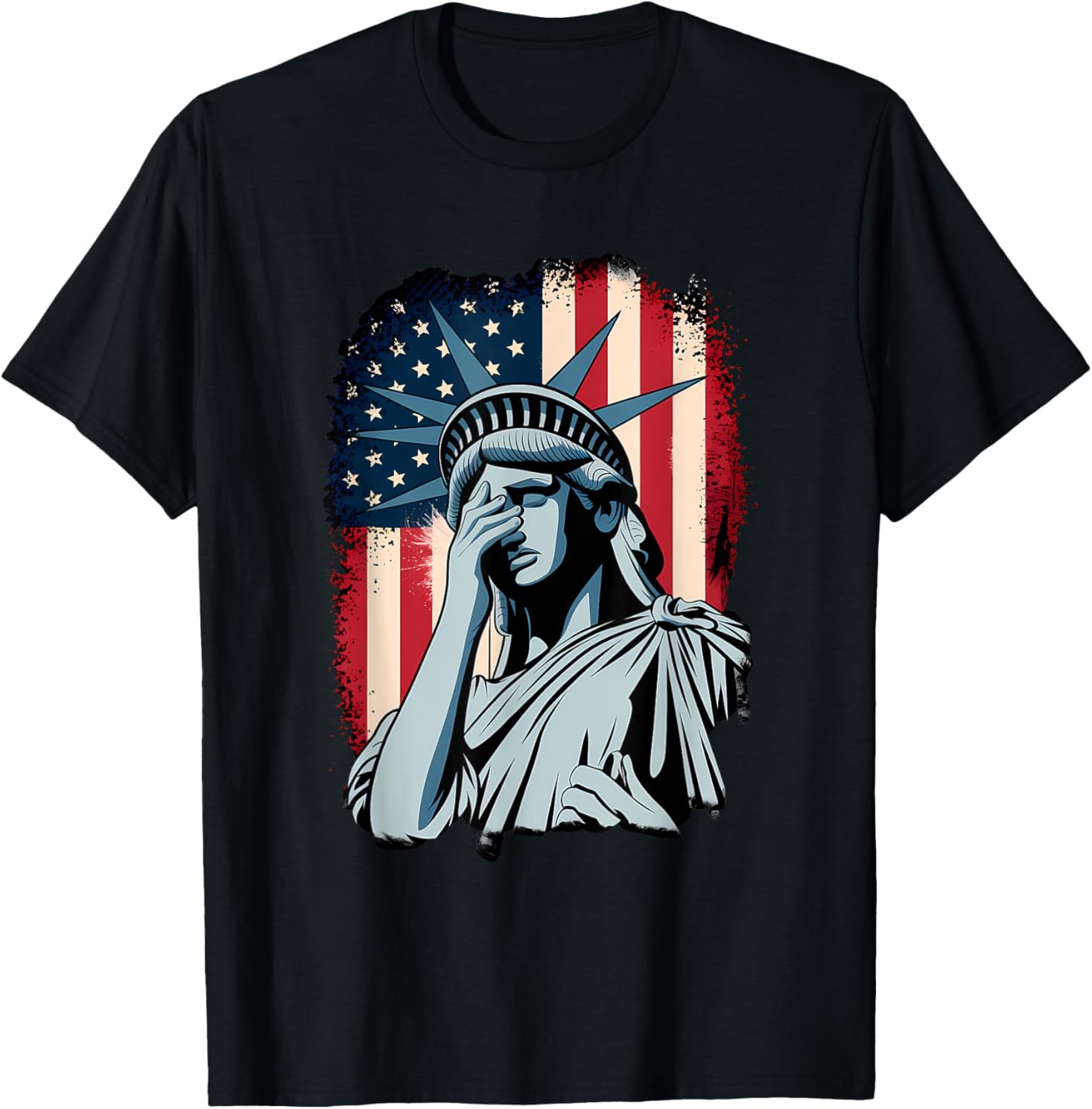 Statue Of Liberty Crying Equality US Flag Silent Protest T-Shirt gallery