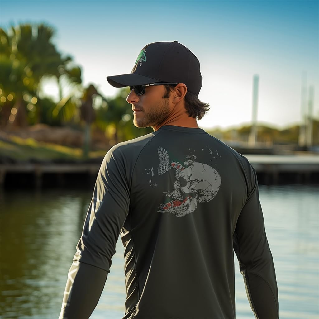 Fishing Shirts for Men Long Sleeve UPF 50+ T Shirt Sun Protection Tee (Milita... gallery