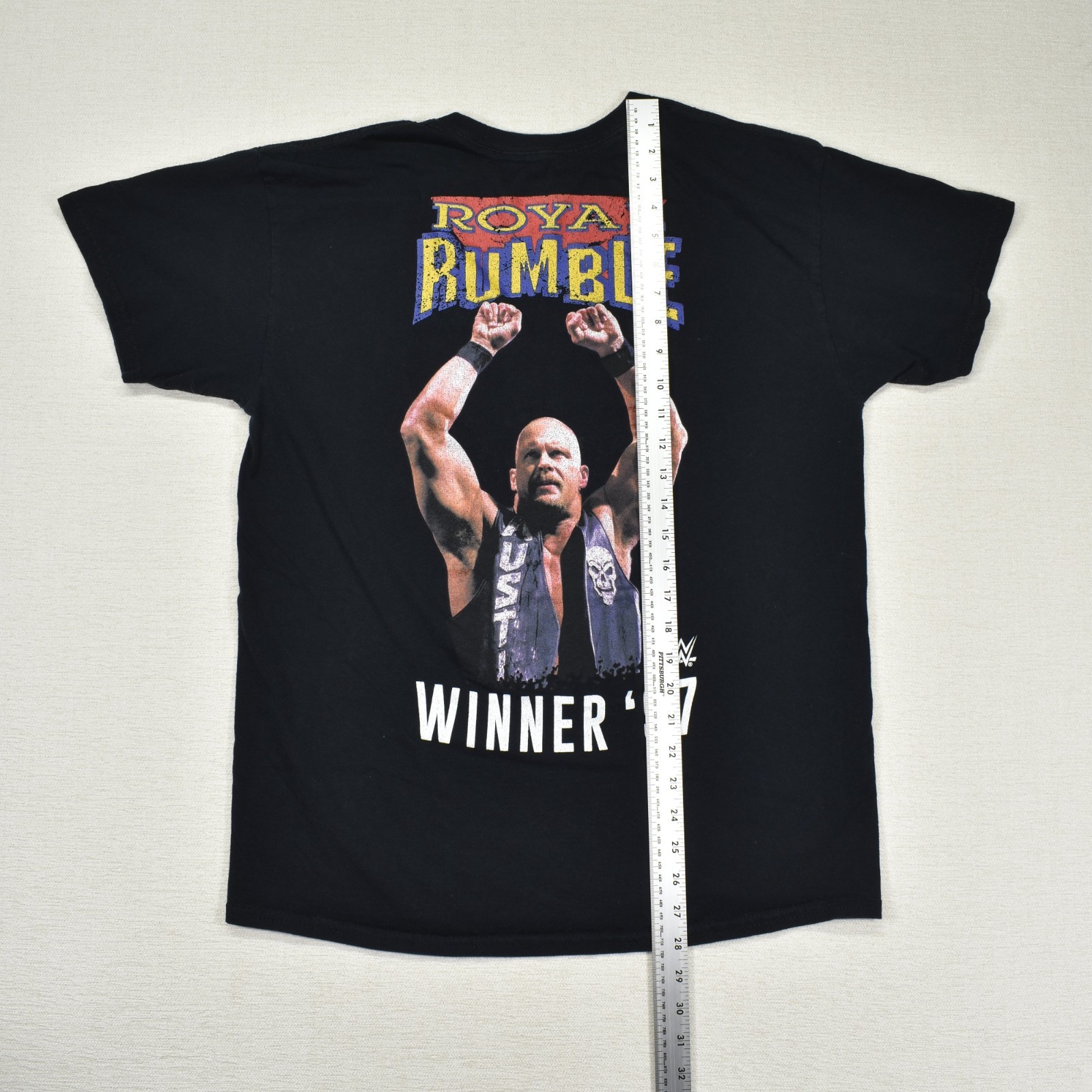 Stone Cold Steve Austin Shirt Large Black WWE Royal Rumble Winner 97 Graphic gallery