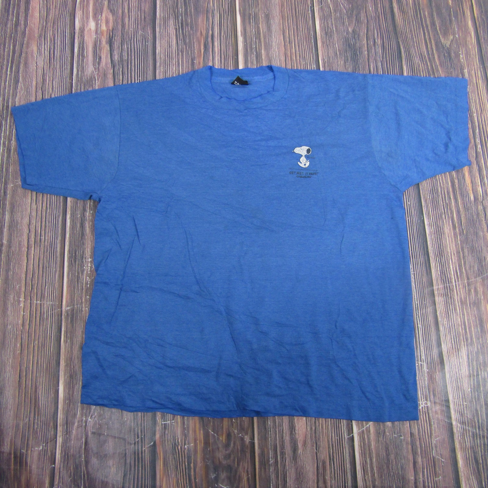 Vintage Snoopy Shirt Mens XL Blue MetLife Get Met It Pays Single Stitch 90s gallery