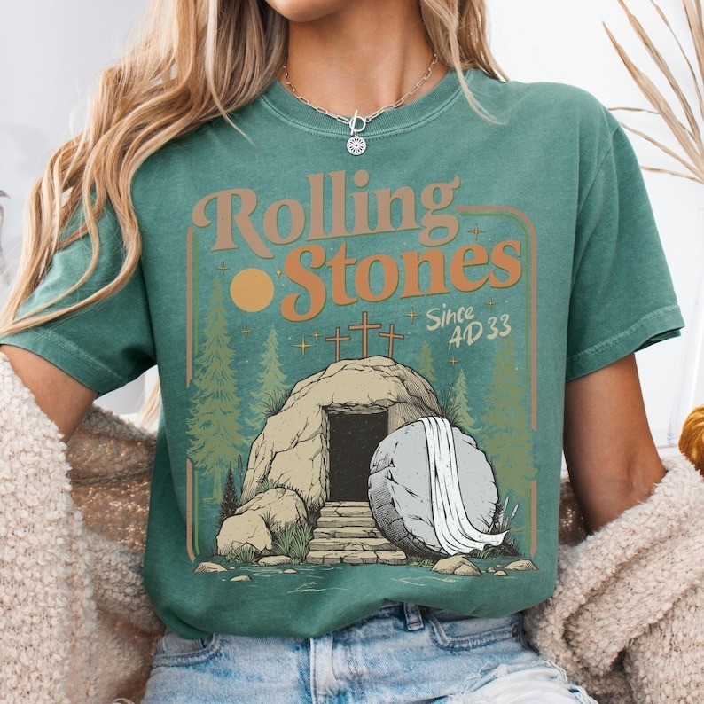 Rolling Christian T-Shirt Easter Clothing Jesus Christ Shirt gallery