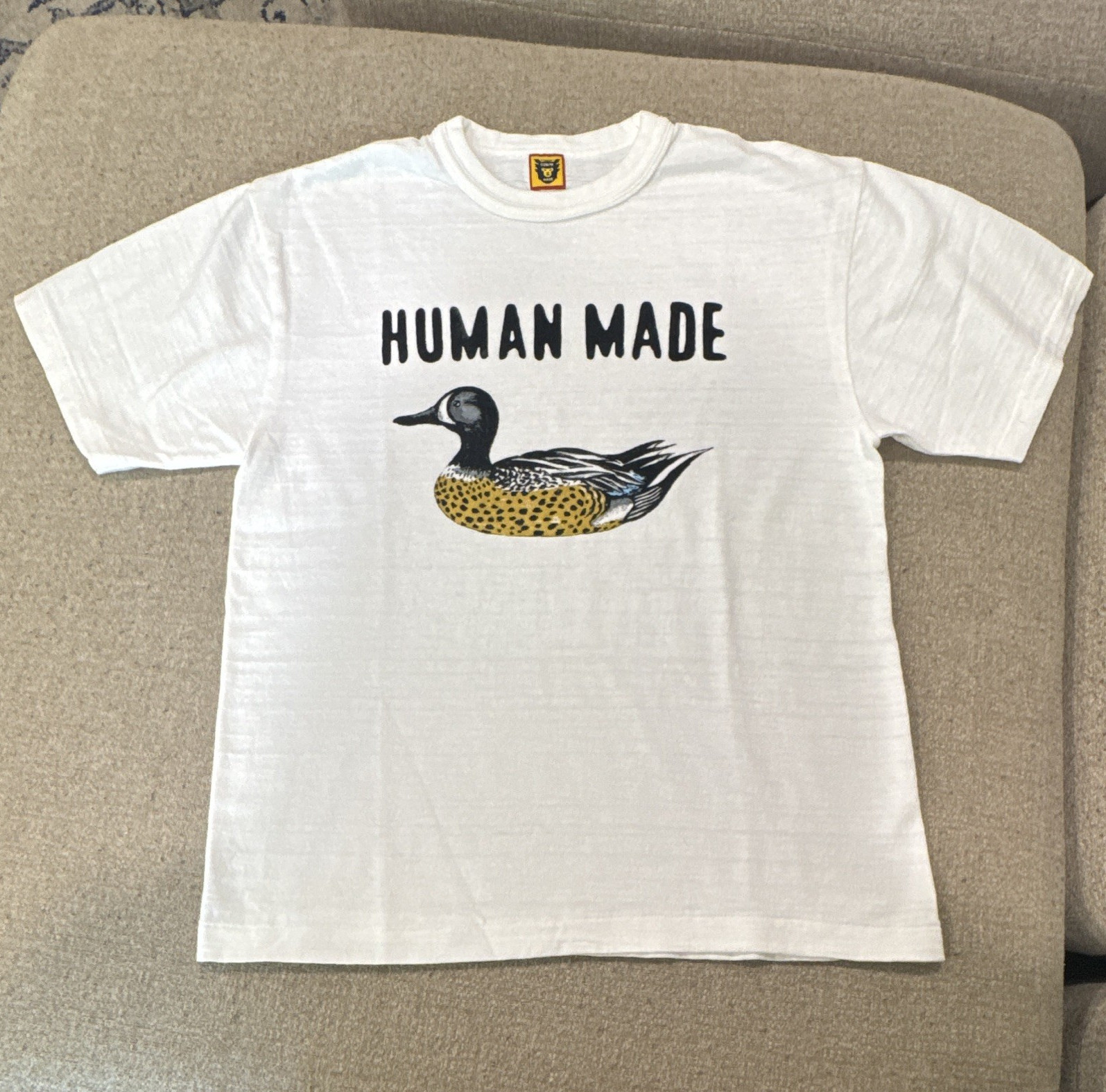 HUMAN MADE Men’s White Duck Graphic Logo Crew Neck Short Sleeve T-Shirt M