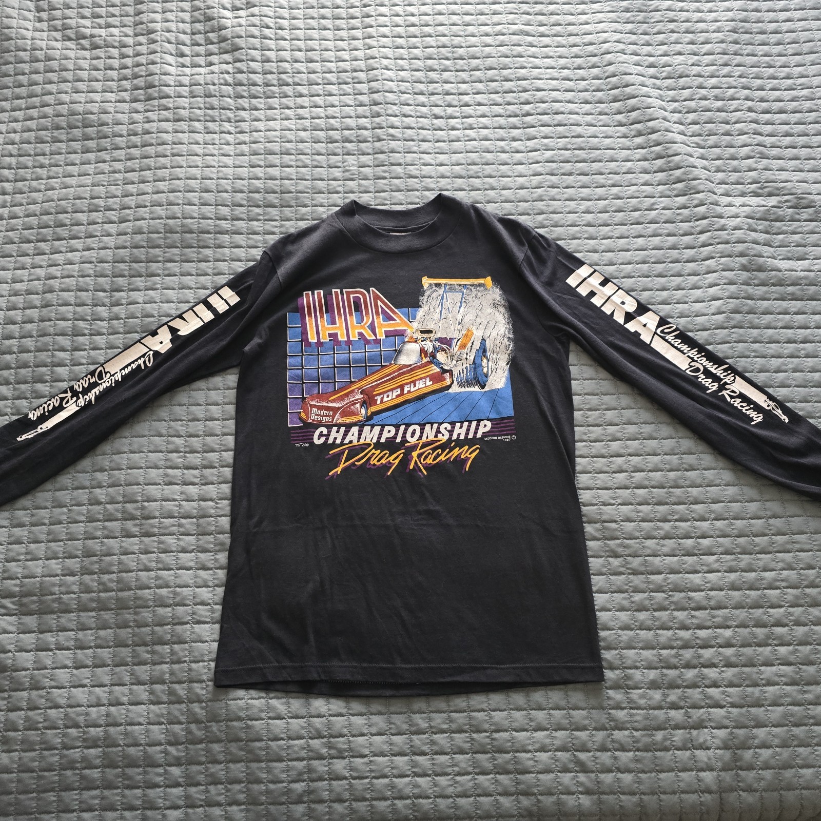 Vtg 1987 IHRA Hot Rod Championship Drag Racing Medium M Long Sleeve T-Shirt USA gallery