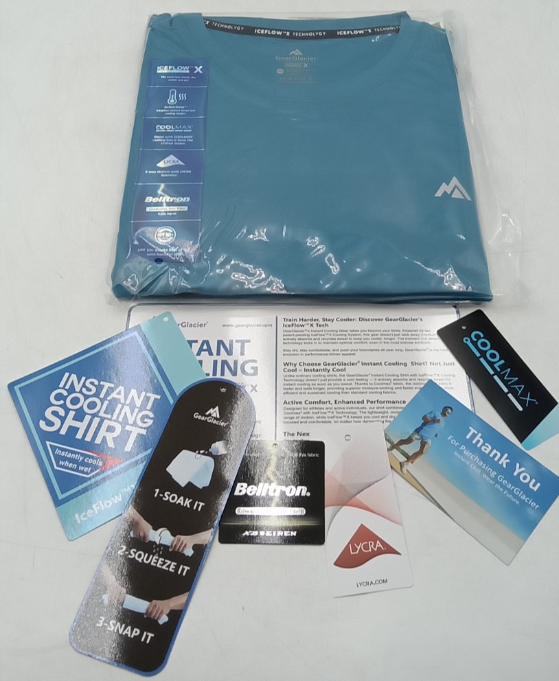 GEAR GLACIER Instant Cooling Quick Dry T-Shirt Men's Coolwave Blue 2XLT gallery