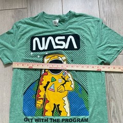 Threadfast Nasa Get with the Program Space T-Shirt Men’s Medium Green Astronaut