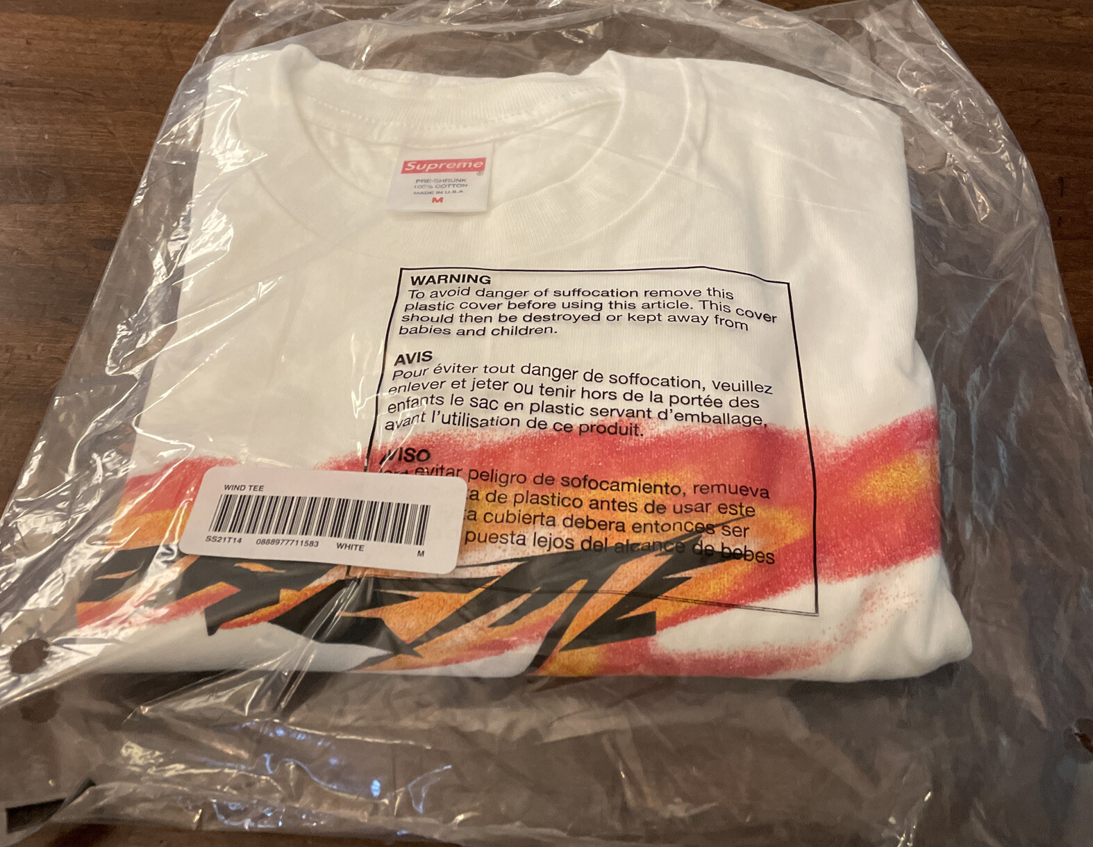 SUPREME WIND TEE WHITE SIZE MEDIUM SS21 WEEK 1 (100% AUTHENTIC) (BRAND NEW) gallery