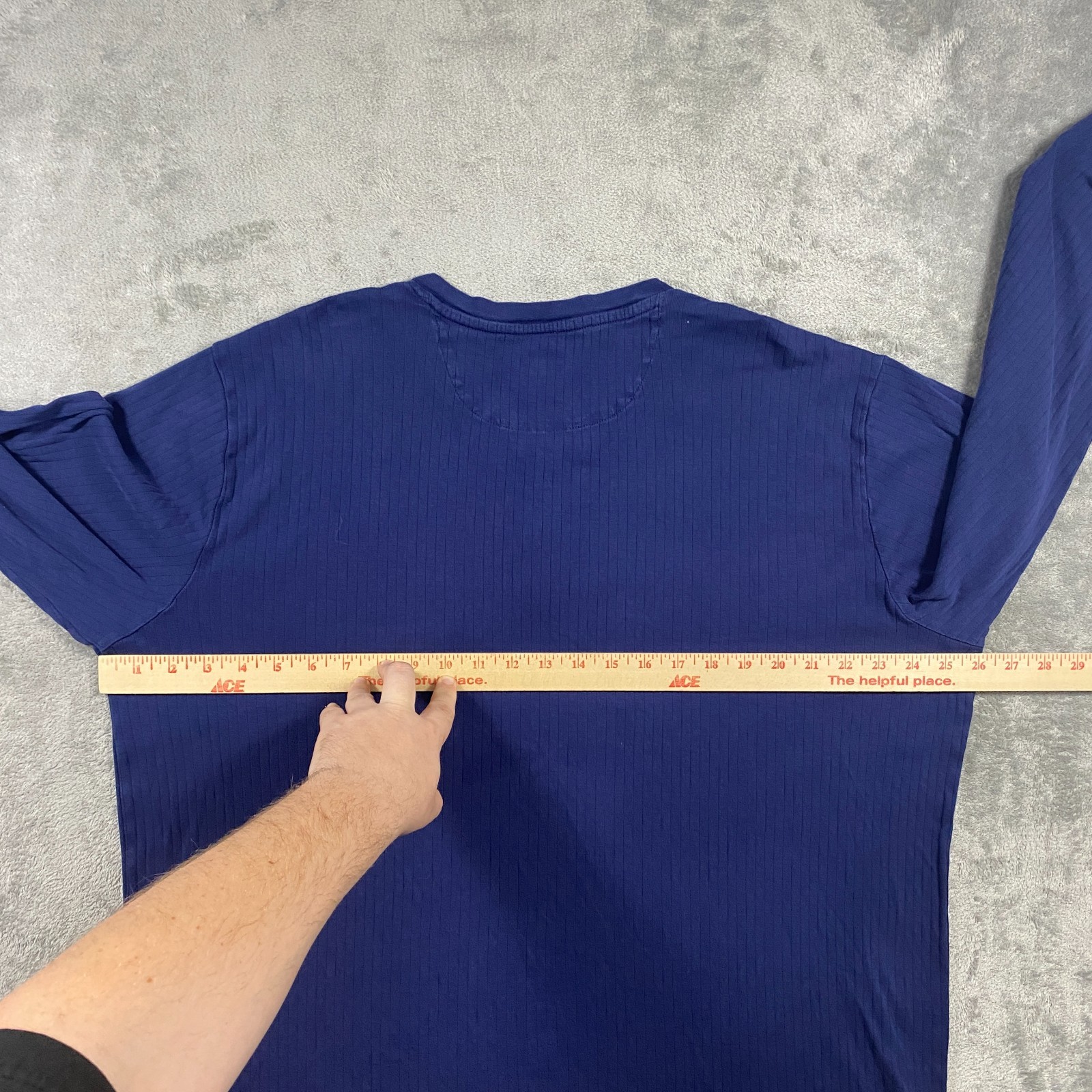 Lands' End Henley Shirt Men's XL Navy Blue Long Sleeve Vertical Rib Knit Cotton gallery