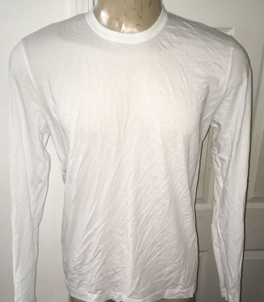James Perse Men's New Solid White Long Sleeve Crew Neck Cotton T-Shirt MLJ3351 gallery