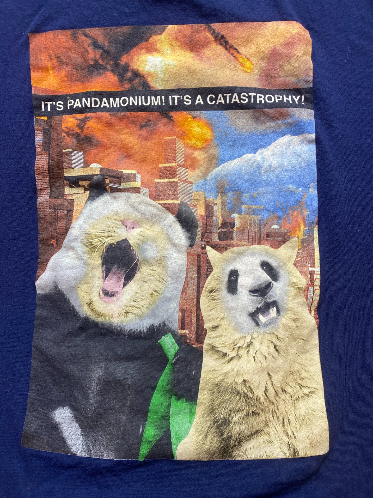 Panda Cat Shirt Adult Large It's Pandemonium Its Catastrophy Face Swap Funny Men gallery