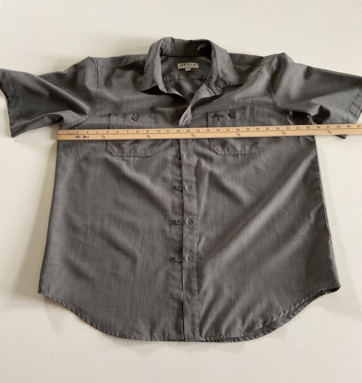 Orvis Gray Chambray Button-Up Shirt Men's Short Sleeve gallery