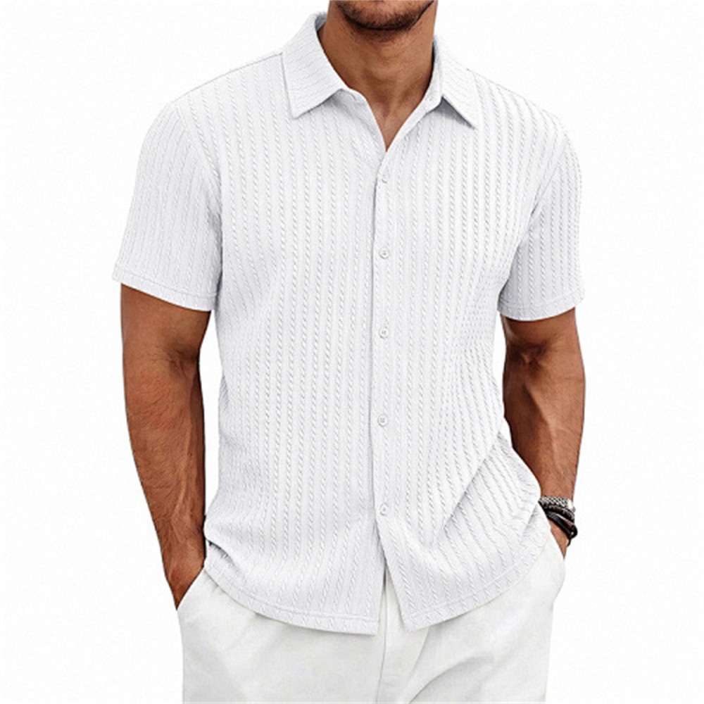 Men's Summer Shirt Casual Slim Shirts Short Sleeve Button Down Tops Blouse gallery