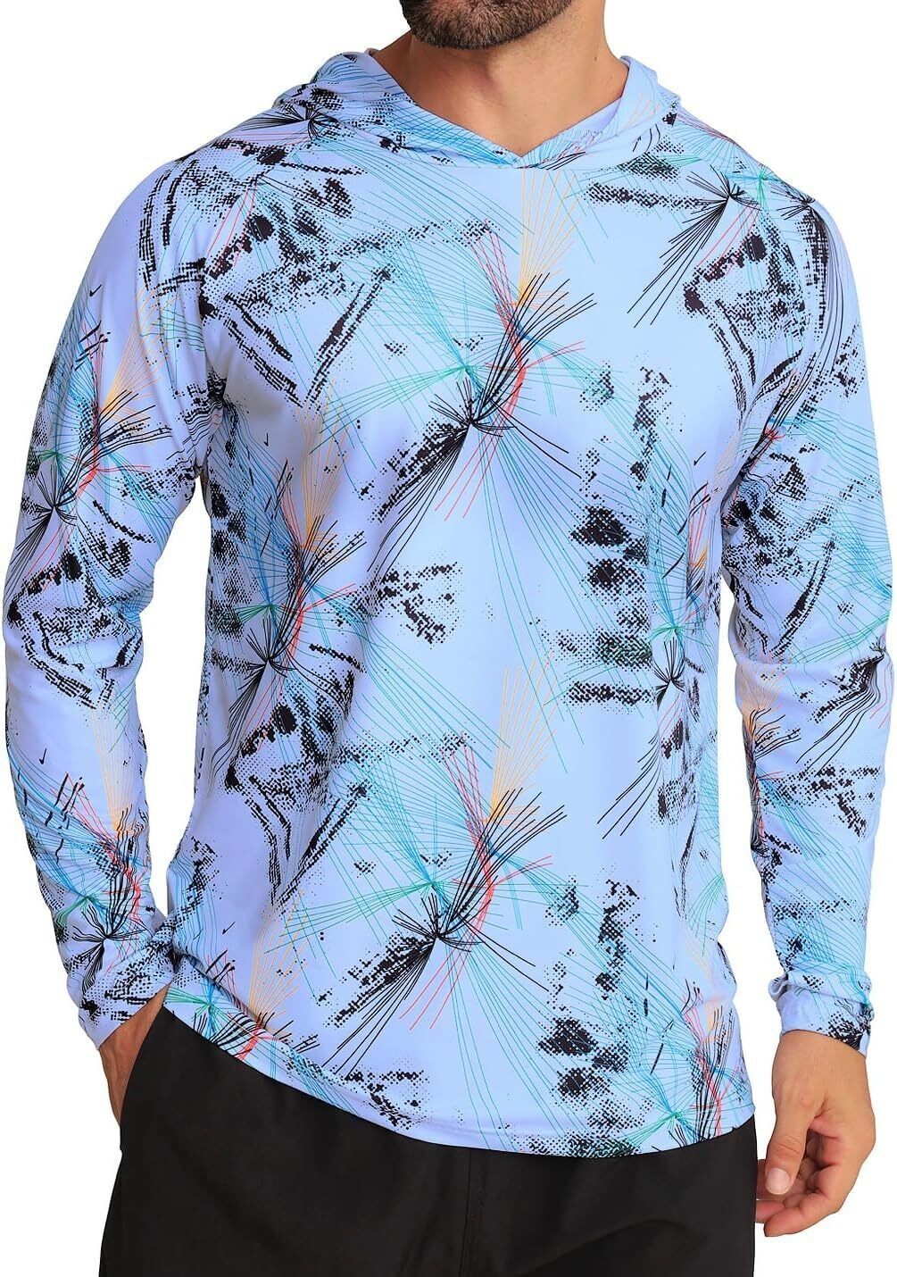 Men's UPF 50+ Sun Protection Hoodie Shirt Rash Guard Shirt UV Fishing Outdoor gallery
