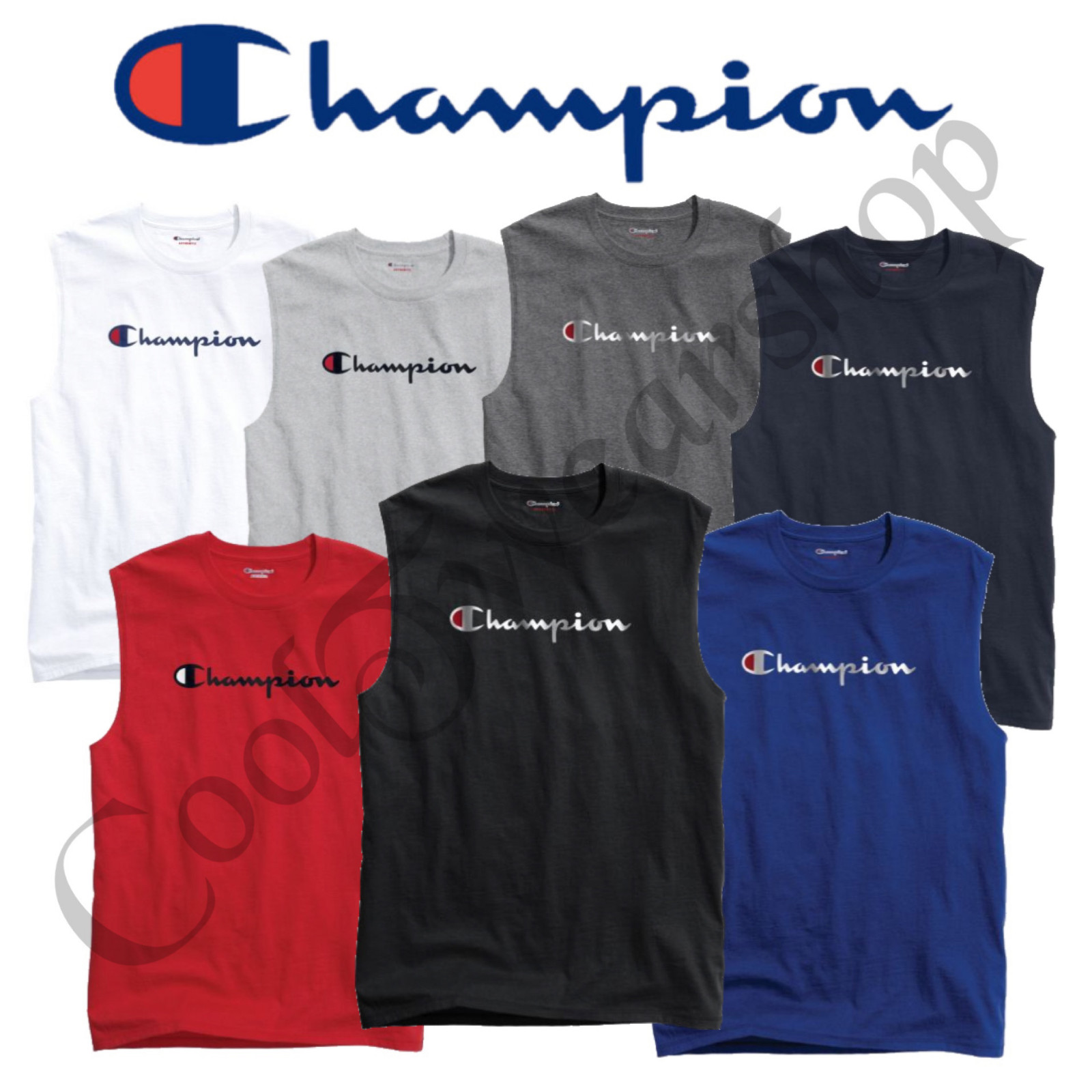 Authentic Champion Men's Jersey Script Logo Muscle Tee GT22H Y07718 gallery