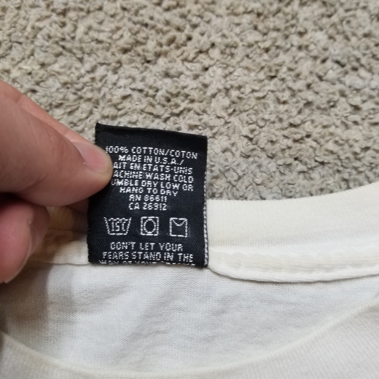 Vintage No Fear Shirt Mens Large White Look It In The Eyes 90s Made In USA gallery