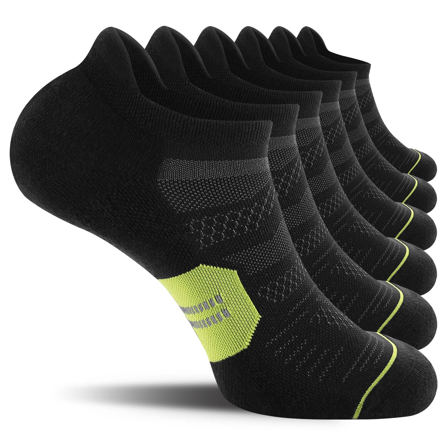 CelerSport 6 Pack Mens Running Ankle Socks with Cushion, Low Cut Athletic Tab…