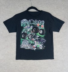 Gravedigger Skull Monster Truck 2015 Black T Shirt SEE MEASUREMENT