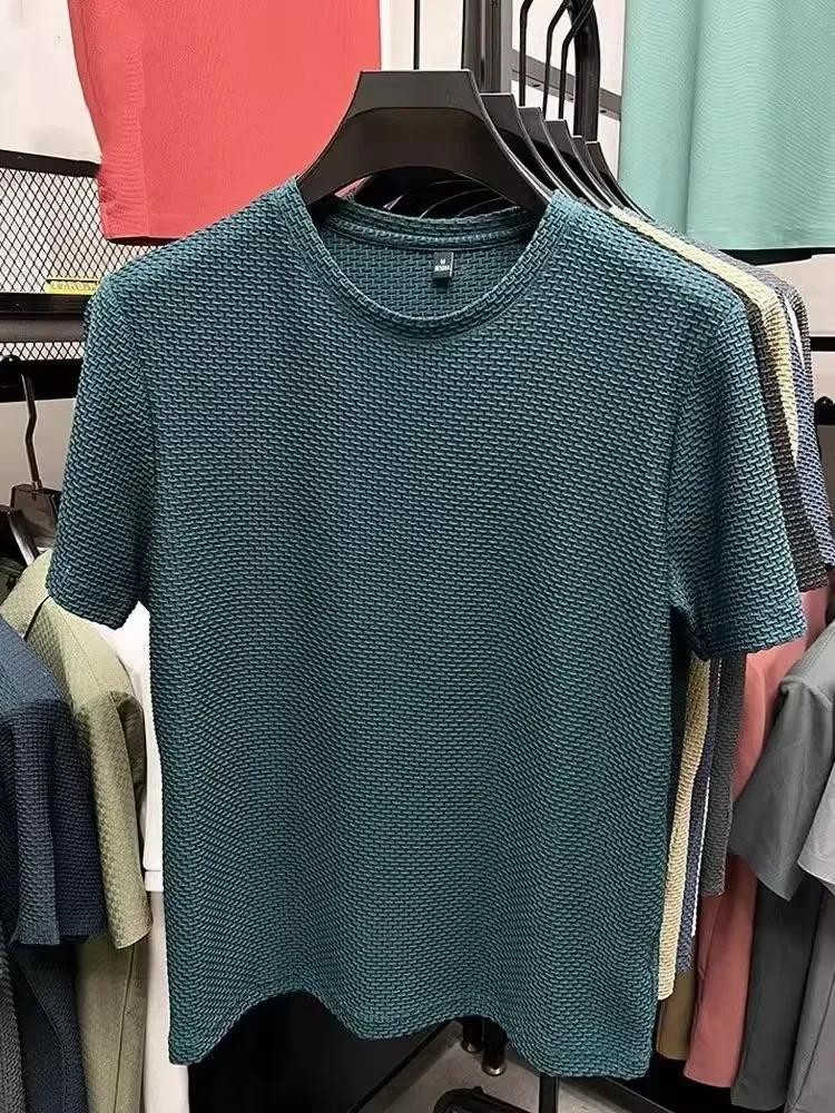 Men's Bamboo Ice Silk Mesh T-shirt Summer Short Sleeve Slim Fit Casual Top gallery