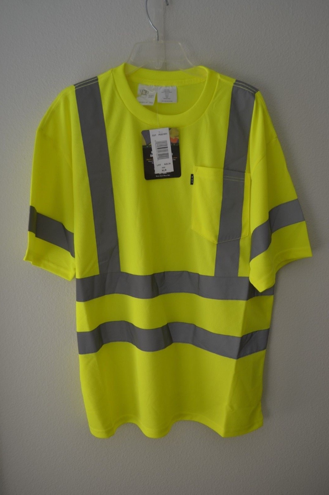 Key Apparel ANSI II Class 3 Hi-Visibility Pocket T-Shirt Hi-Vis Yellow Sz XLR