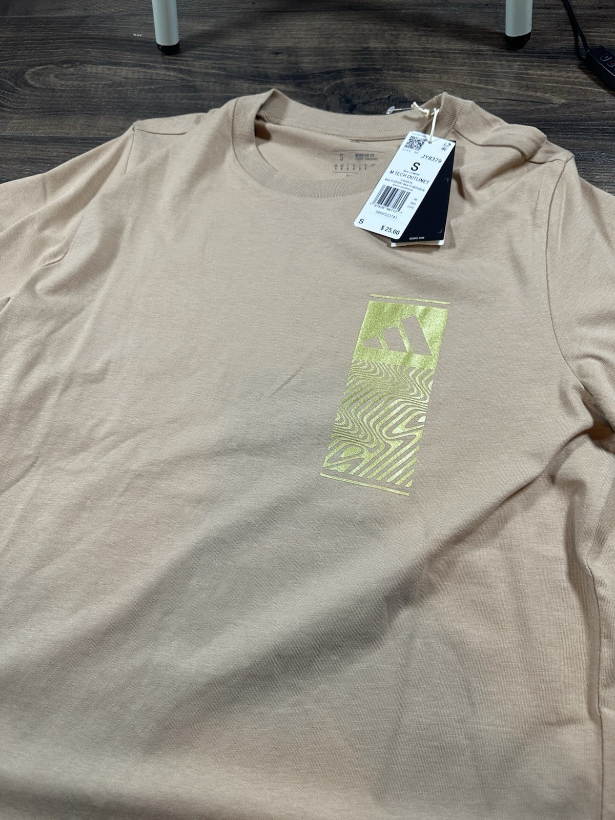 NEW Adidas Shirt Mens Warm Sandstone Tech Outlinet Graphic Casual Cotton Small gallery