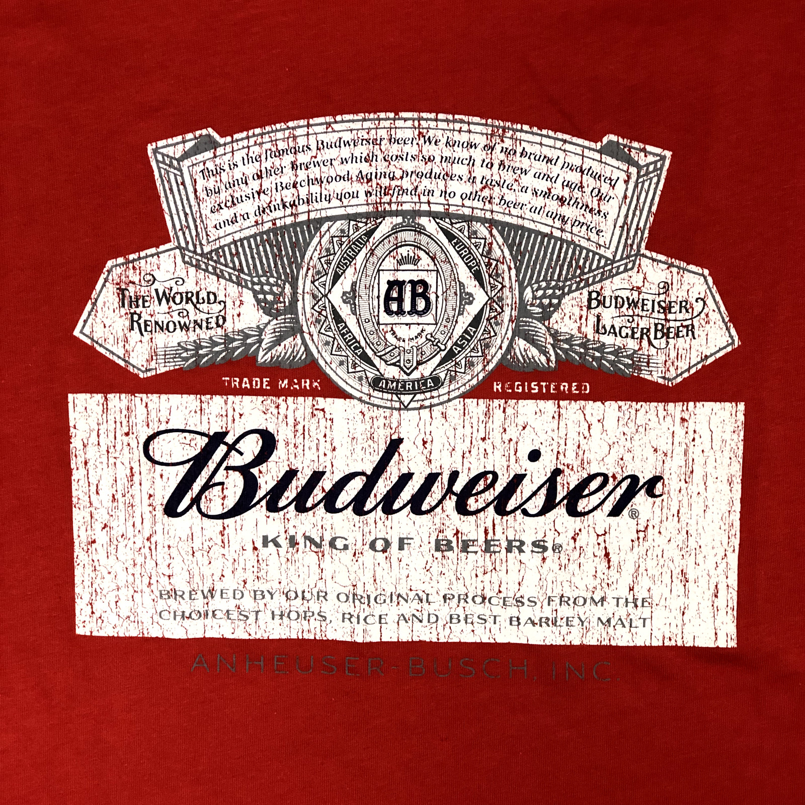 Budweiser Sleeveless Red Distressed Look T-Shirt/Tank Soft Mens S 34/36 gallery