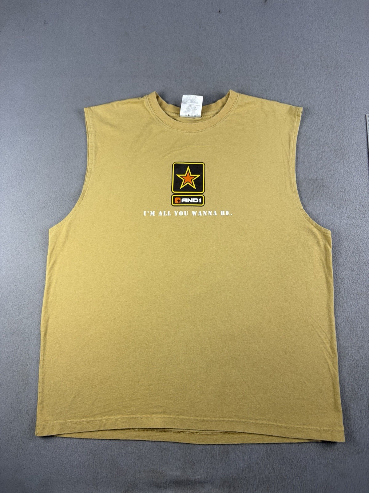Vintage AND1 Trash Talk Basketball Shirt Size XL Sleeveless Go Army Parody gallery